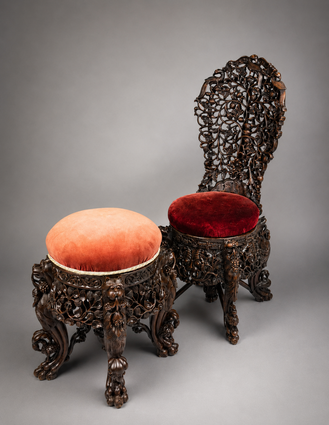 Burmese Rosewood Chair & Stool